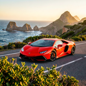 Lamborghini Aventador SVJ noire vue de trois quarts, voiture de sport de luxe italienne au design agressif