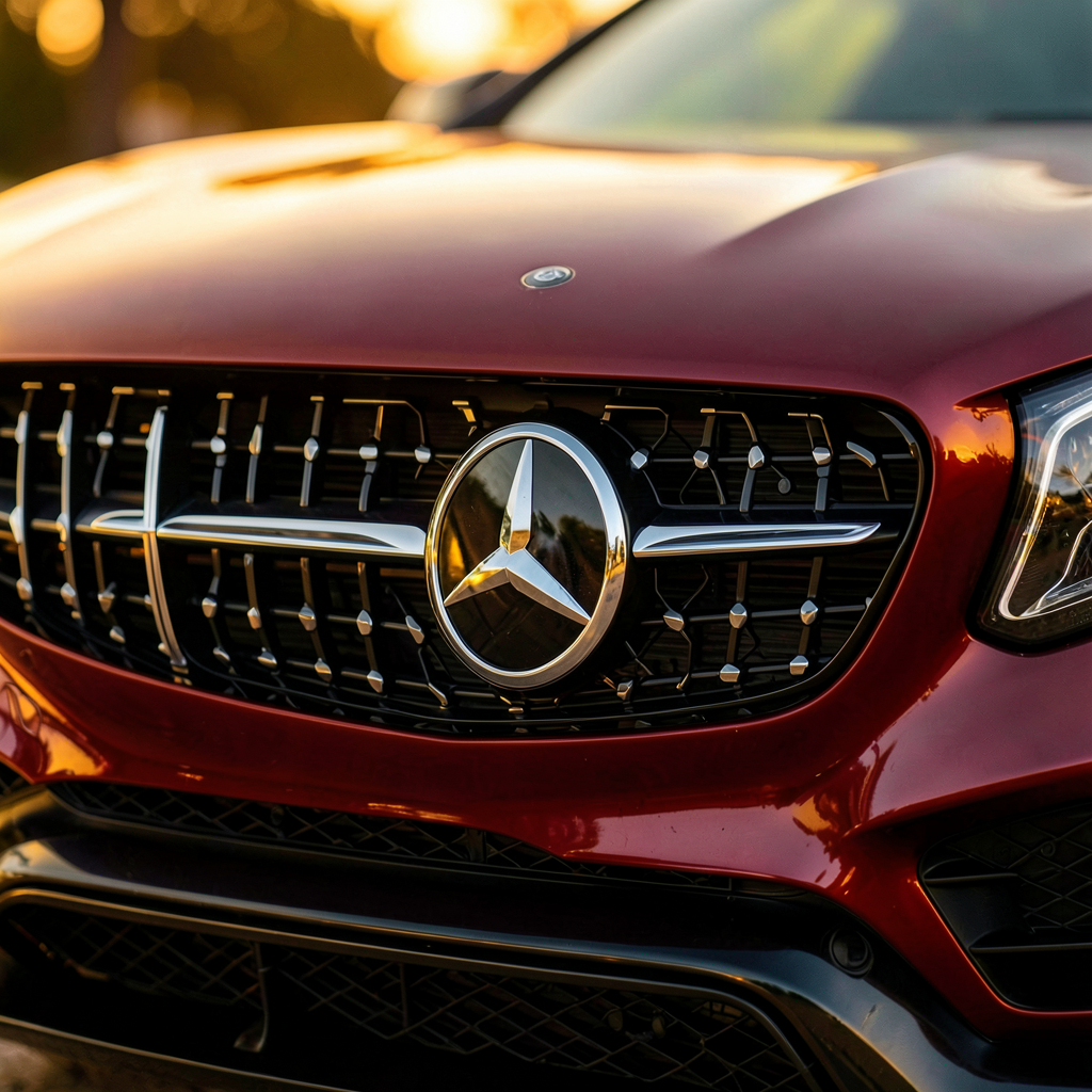 Intérieur sportif d'une Mercedes AMG avec sièges baquet et volant AMG cuir noir.