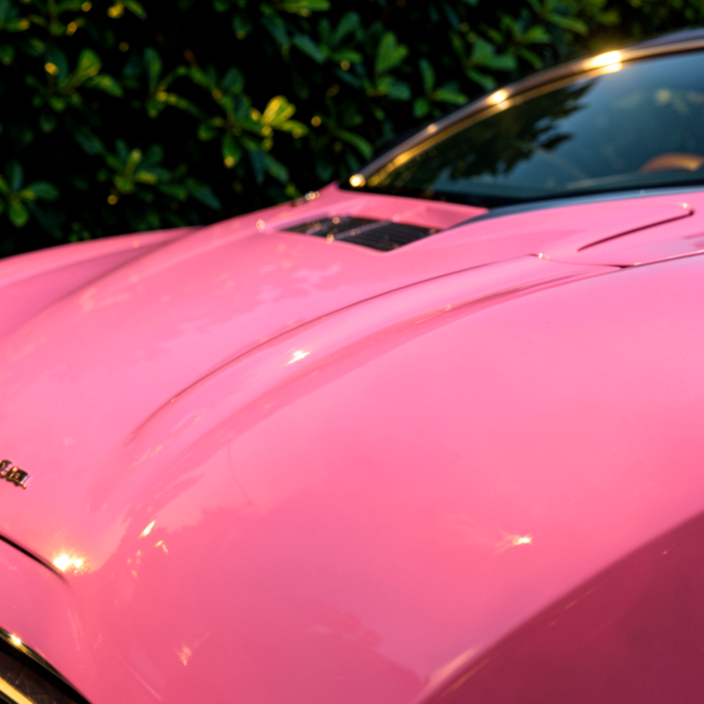 Intérieur de voiture personnalisé avec accessoires roses, idée de customisation automobile