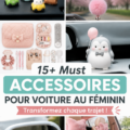 Accessoires auto féminins sur un siège de voiture, ajoutant une touche de style
