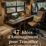 Un van aménagé avec un espace de travail confortable et lumineux