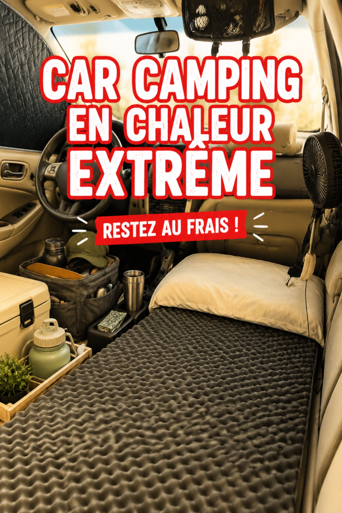 Un véhicule de camping dans un paysage verdoyant durant un été chaud.