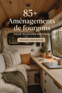 Van aménagé pour nomades digitaux avec un espace de travail confortable