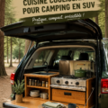 Aménagement astucieux d'une cuisine dans un SUV pour le camping.