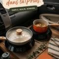 Cuisiner dans une Prius avec des équipements de camping car, ambiance chaleureuse et pratique.