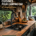 Une cuisine de camping élégante aménagée dans un van, illustrant le confort en voyage.