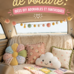 Intérieur de voiture décoré avec des éléments DIY colorés et chaleureux
