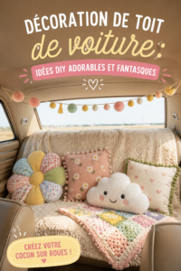 Intérieur de voiture décoré avec des éléments DIY colorés et chaleureux