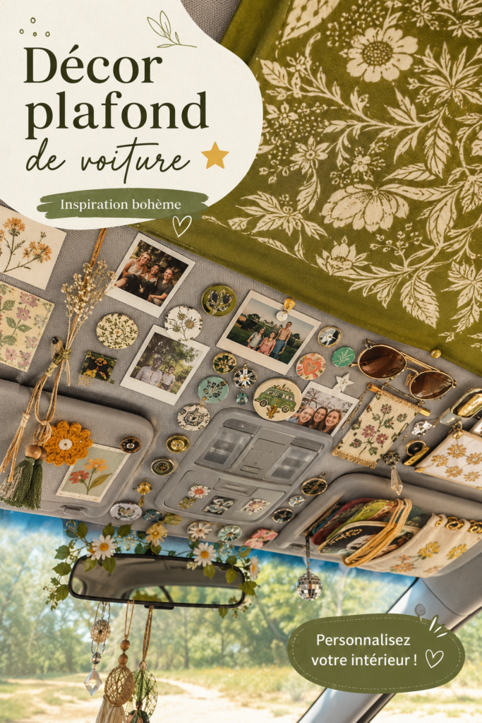 Plafond de voiture décoré avec des motifs colorés