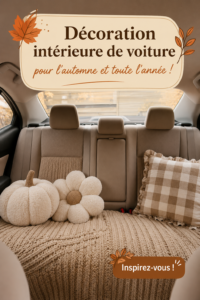 Intérieur de voiture décoré avec des accessoires automnaux chaleureux