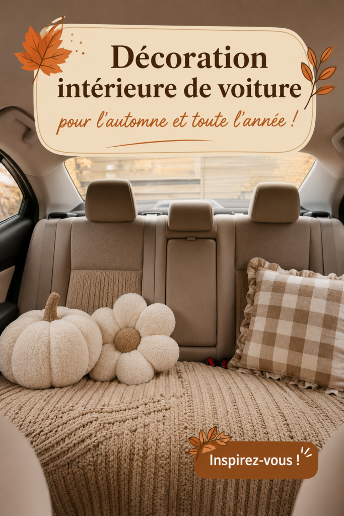 Intérieur de voiture décoré avec des accessoires automnaux chaleureux