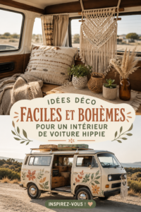 Intérieur de voiture décoré dans un style boho chaleureux