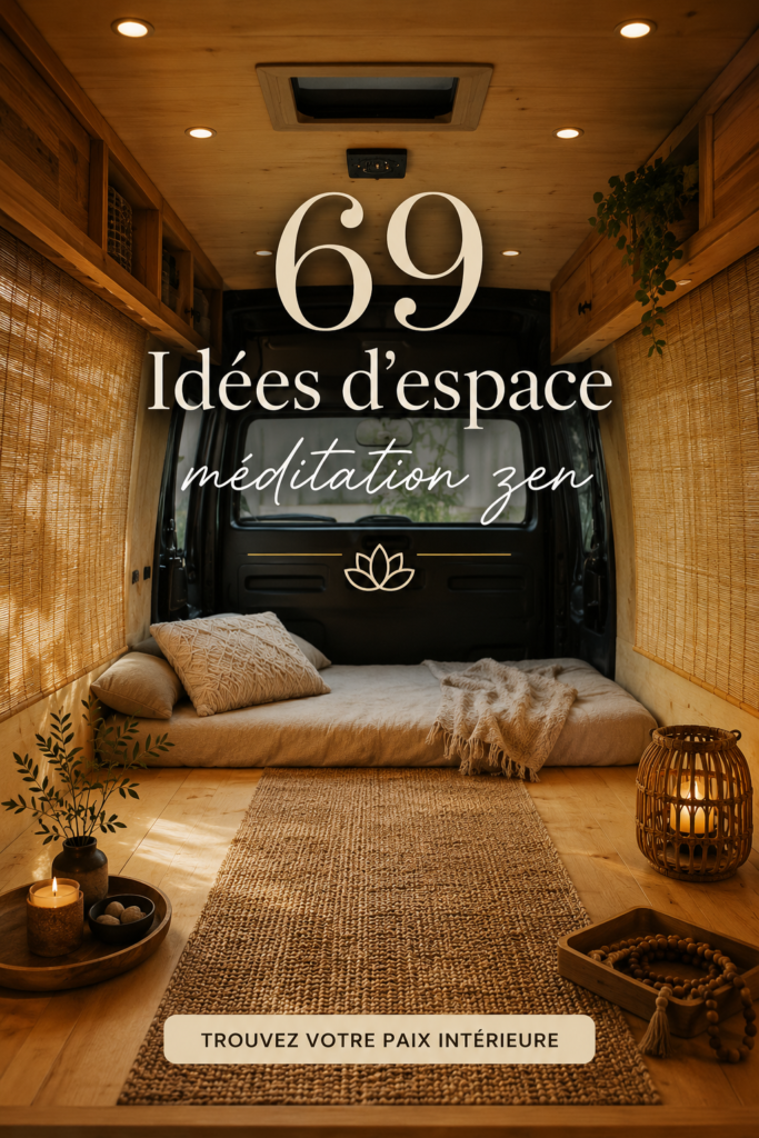 Espace de méditation zen avec coussins et plantes