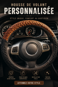 Couverture de volant personnalisée en cuir beige sur un volant moderne
