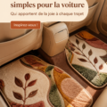 Une voiture décorée avec des accessoires colorés et modernes.
