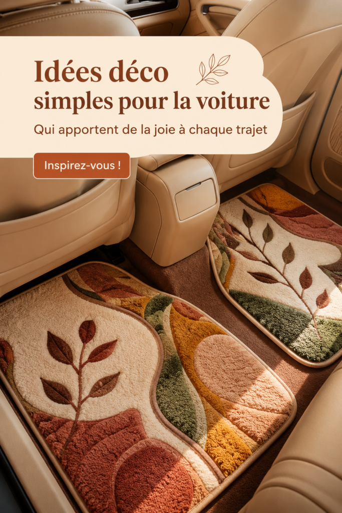 Une voiture décorée avec des accessoires colorés et modernes.