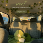 Intérieur de voiture décoré avec des éléments verts apaisants.