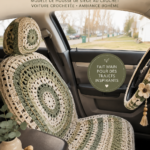 Mains crochetant une couverture colorée pour siège auto avec des fils doux