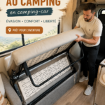Un camping-car Winnebago Navion stationné en pleine nature, prêt pour l'aventure