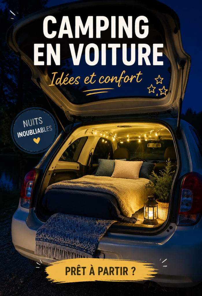 Nissan Micra stationnée dans un cadre naturel pour le camping