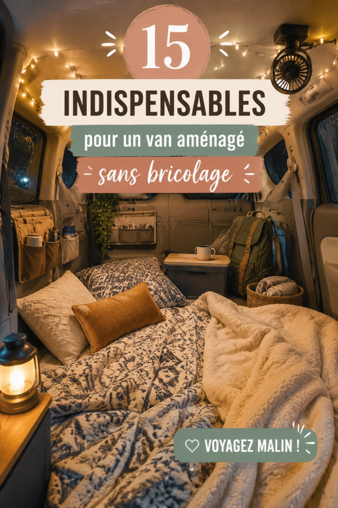 Photo d'un van aménagé avec des meubles pratiques et confortables.