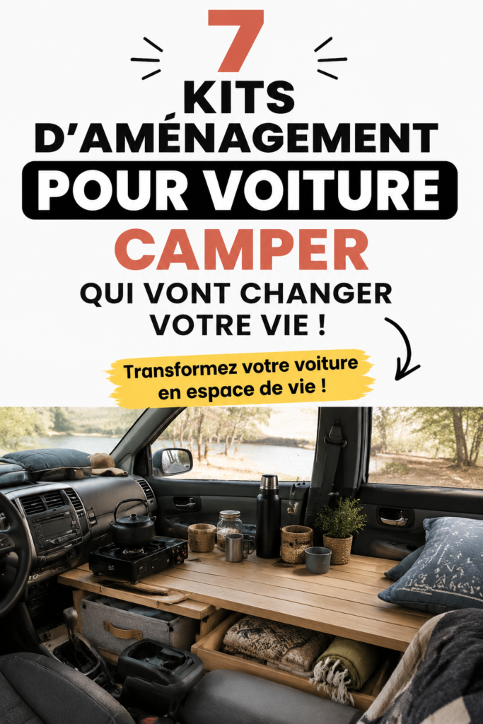 Un kit d'aménagement de voiture pour camper sur la route, inclus des équipements pratiques pour voyager confortablement.